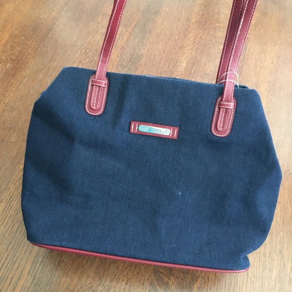 Source Unknown Handbags - 🧡 Blue Denim with Red Handles Bag
